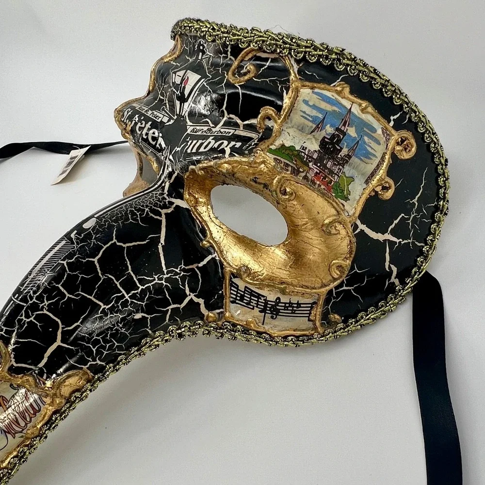 Plague Doctor Long Beak Masquerage Mask New Orleans French Quarter Gold - NEW
